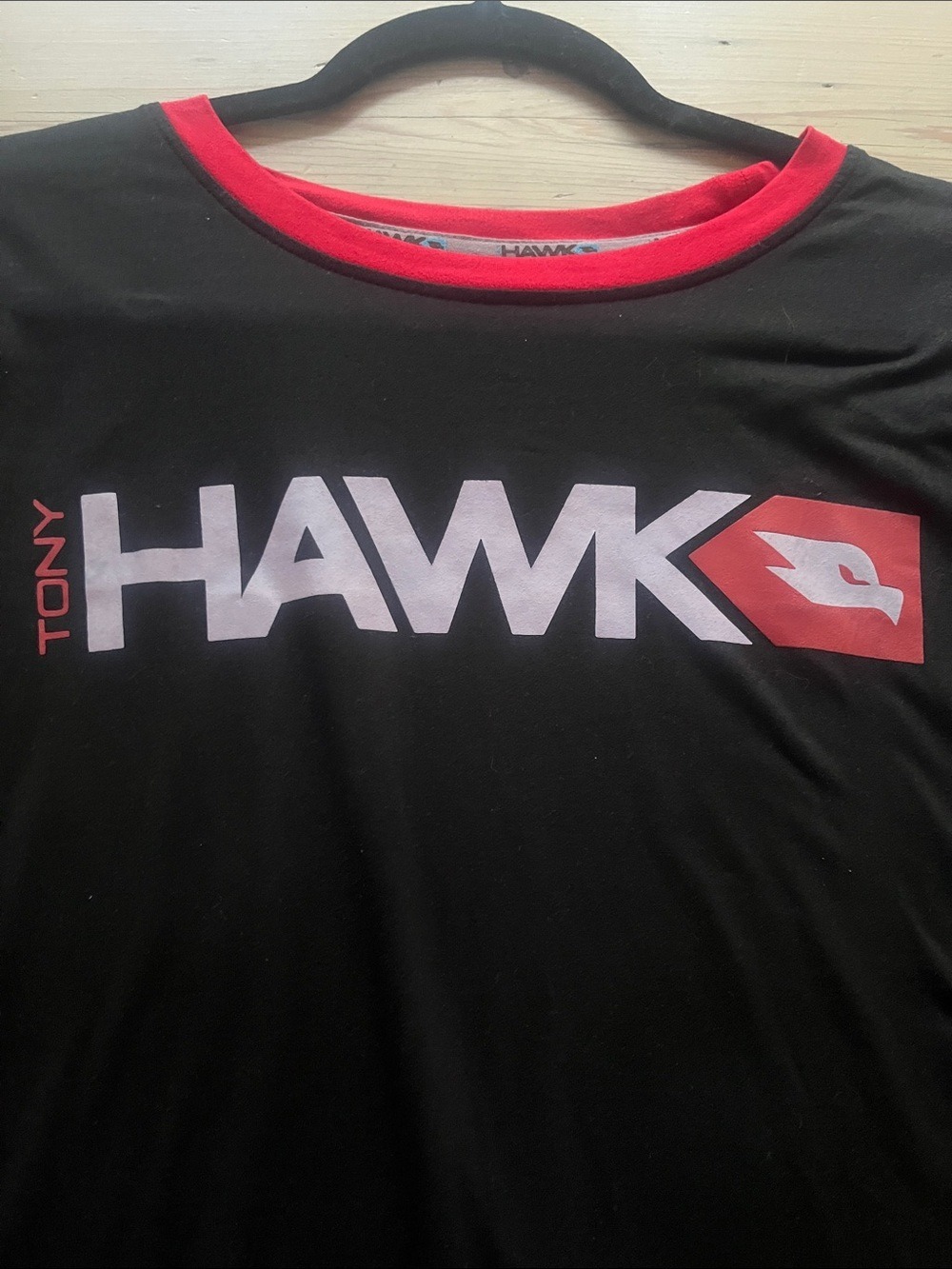 Tony Hawk Black Tee with Red Trim and White Logo